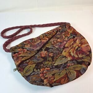 Vintage Jaylee Floral Tapestry Purse Shoulder Bag Boho Cottagecore Handcraft USA